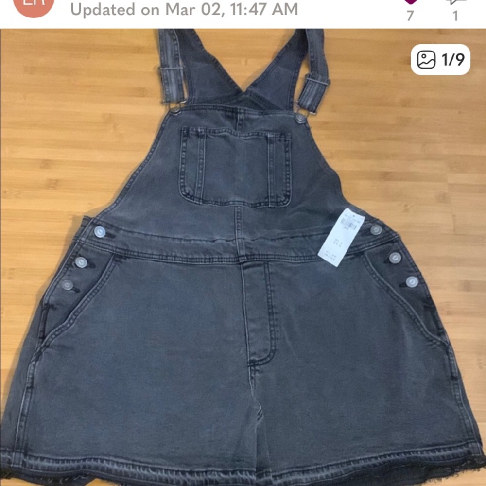 Hollister Charcoal Grey Vintage Short Overalls